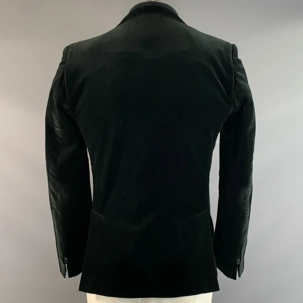 KIRYUYRIK Chest Size XXL Black Cotton Peak Lapel Sport Coat